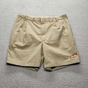 Riverside Men's Khaki Pleated Chino Shorts Sara Lee Logo Uniform Waist 42